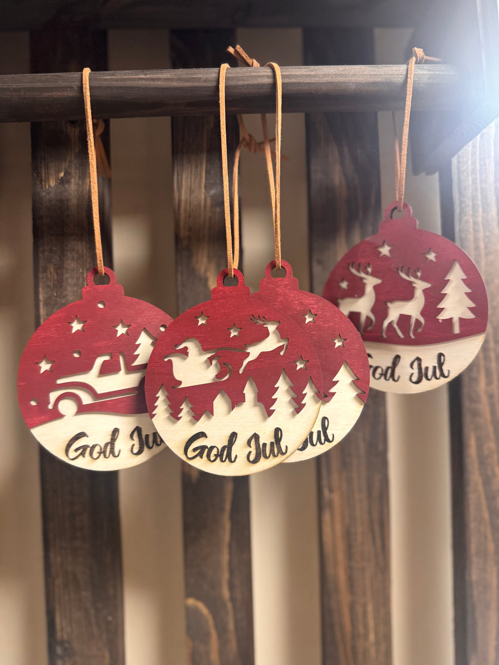 Julekuler i tre - God Jul! Velg mellom 9 fine motiv
