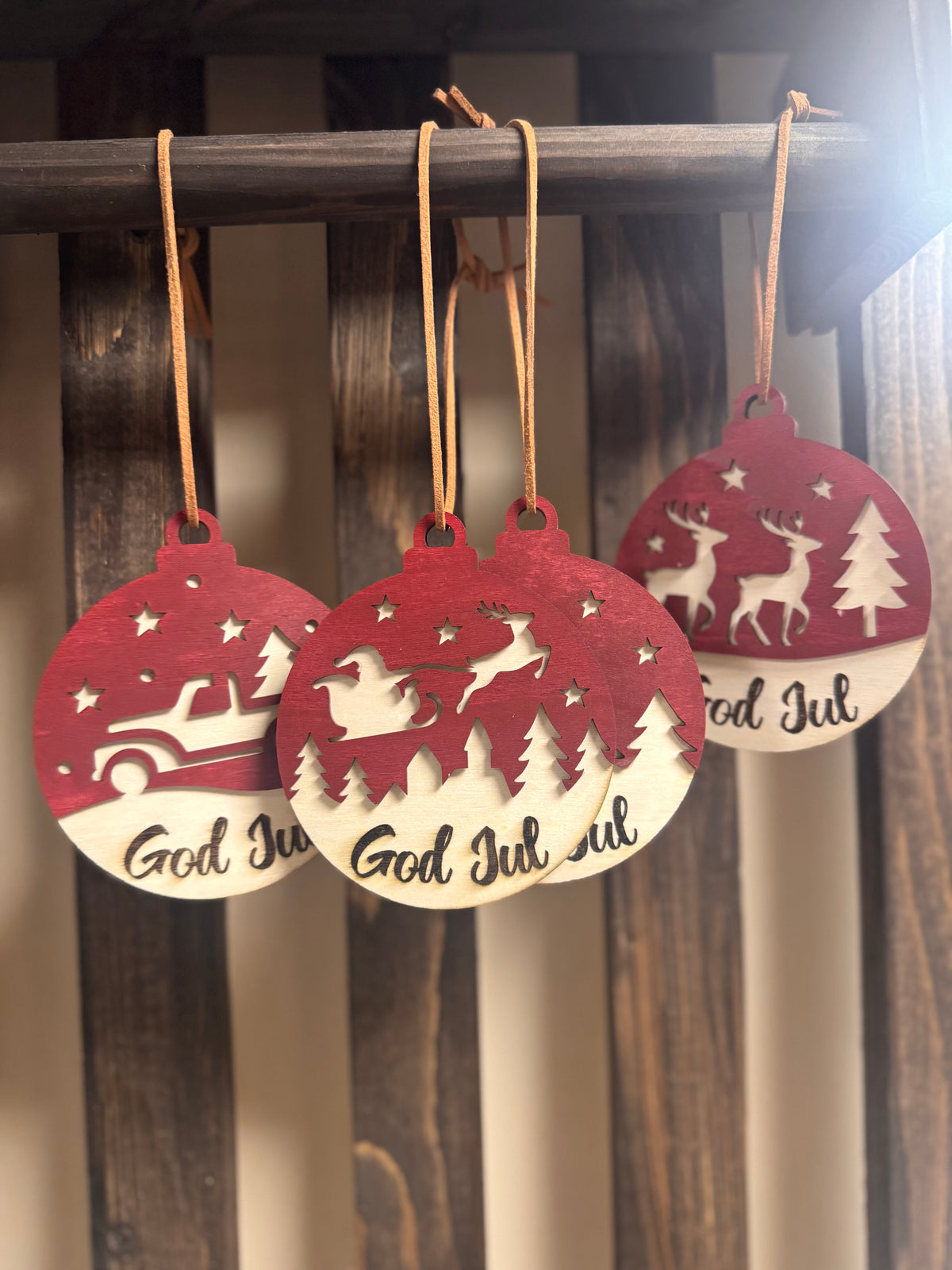 Julekuler i tre - God Jul! Velg mellom 9 fine motiv