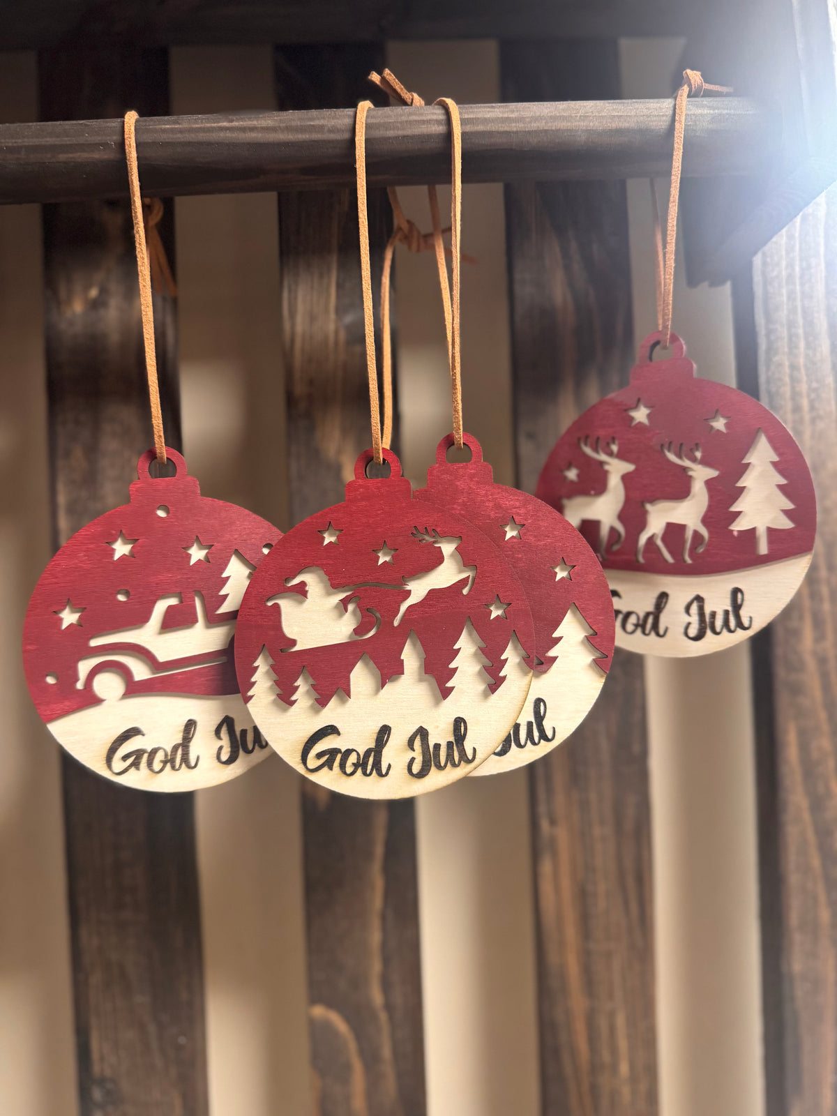 Julekuler i tre - God Jul! Velg mellom 9 fine motiv