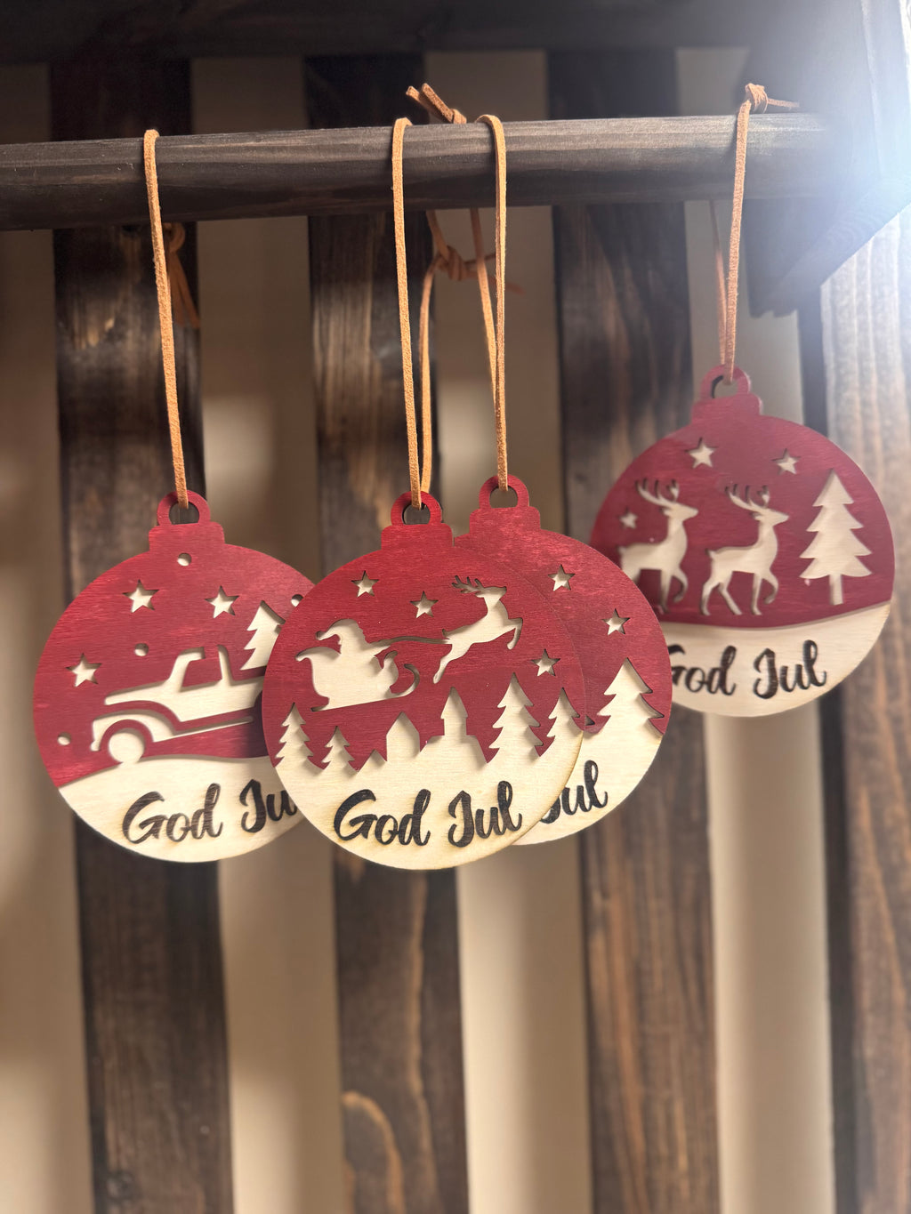 Julekuler i tre - God Jul! Velg mellom 9 fine motiv